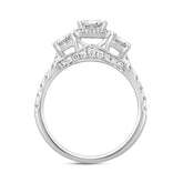 LADIES RING 2 1/2CT ROUND/EMERALD DIAMOND 14K WHITE GOLD (CENTER STONE EMERALD DIAMOND 1CT )